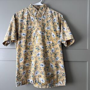 Vintage Reyn Spooner Shirt Mens Medium Yellow Floral Hawaiian Button Up 90s